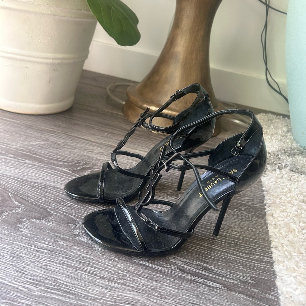 Black Patent Strappy Heels – Elegant High Stiletto Sandals